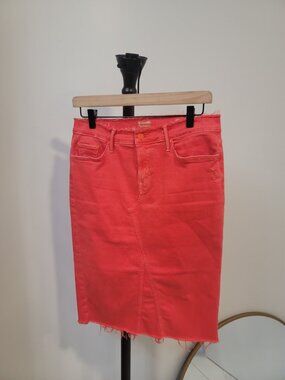 Mother Denim Double Fray Skirt Sexy Just Walked Into Town Red Sz 28